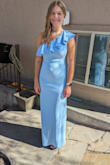 My daughter wore this dress to prom and looked stunning in it! It's such a flattering dress and the sleeveless side stayed up nicely so she didn't have to adjust it all night! So happy with our purchase! - Robyn I.