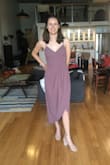 This dress looks good with a small heal. It was a teensy bit large but I was scared that an XS would be too tight around the ribs so I kept the S. It arrives very wrinkled, so had to iron/steam it in order for it to actually look ok.
Overall, I think it's a good wedding guest dress! - Zoe R.