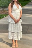 This dress is very flattering and elegant! It's great for people with a larger bust but it's really snug around the rib cage. Couldn't order a bigger size cause then it would be too big in other areas. - Caitlin K.