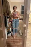 So, these jeans are definitely skinny, not dad style. I was disappointed when I pulled them out of the bag and realized that. But then I put them on and WOW. They fit the best I've ever had without having to have them altered! They hug my waist and also fit my thighs and booty! Incredible. - Kylee