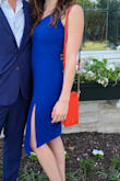 Love this dress. It fit perfectly and hugged all the right areas. The slit was quite high when sitting down but that added a little sexiness to the dress as well. Got a lot of compliments and loved the bright shade of blue! - Jordann T.