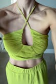 I purchased this to wear on my vacation in Italy it's super cute. Love the top even though it fits a little odd. I think I just need to figure out a sticky bra - Kerri M.