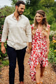 I wore this dress in my engagement pictures and couldn't be happier with this dress. It fit well. The fabric is thicker than it looks but not too heavy! - Jeannie P.