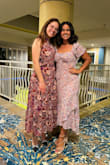 I absolutely loved this dress! I wore it for Easter with black heels. I would have gotten away with a small but I was afraid it would have been too tight. I suggest going a size down because the underarm area is more open and the waist is stretchy so a small would have cinched the waist more.  Received lots of compliments, too! - Lucy C.