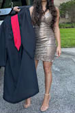 I got this dress for my graduation, but it's really versatile! The back can be covered for more modest occasions but you could easily wear the dress out as well. I really liked the color, it's a little more cold-toned than the pictures and described well by the color listed. It's not limiting on accessory color at all. It still fit right with any degree of push-up and just looked clean. I usually don't get sequin dresses, but I noticed some sequins scattered around my house rather quickly though. I wish they would've stayed on better but I don't know if that's normal. Underdress/dress also seemed to slide pretty easily on me making things look a bit scrunched. Overall loved the dress though! - Melinda M.