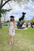 I love this dress; the fabric and the style are just what I was looking for. It was perfect for my graduation celebration. - Chnur A.
