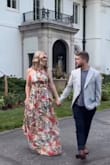 I wore this dress for my engagement shoot.  The dress was more beautiful than I was expecting.  The overall quality of the fabric was great and it had a nice lining so the dress was flattering on.  I'm a 34 DD and the bust was surprisingly loose.  I ended up pinning the sides to take it in a bit.  The zipper also snagged halfway down prior to me putting on the dress.  The back was a little tight once zipped but all else fit well so I think if I sized up, it would have been too big.  I ordered a medium but I traditionally wear a large. - Elizabeth