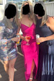 Gorgeous color, comfortable, perfect fit! Was able to wear a strapless bra, wore 3.5/4 inch heels otherwise may have needed to hem, but was perfect length with heels. Go so many compliments on the color, prefect for spring or summer event! - Kerry S.