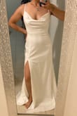 Purchased as an option for my hiking elopement. Great fabric but easily wrinkles and a little see through, not what you're looking for when you have to pack your dress. Not a big fan of the neckline since it didn't stayed down like in the picture (maybe due to size?). I'm sure it can be fixed with a quick stitch. Returned due to being a little snug at the chest/waist. Would purchase style if other colors were available. - Mayte Z.