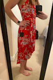 I typically wear a small or medium, but ordered a medium based on reviews; the medium fit great! The color is vibrant and the material is comfortable. - Melissa C.