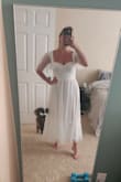Very cute but runs a little large. Or it's just not very flattering. The sleeves were much more poofy and stiff than expected and the bottom tule is very see-through. 

The dress overall made me look bigger when I'm a fairly tiny person. Did not flatter my figure at all. - Kaitlyn L.