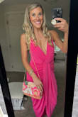 I ordered this bag to go with my hot pink dress & this bag MADE the whole outfit. I am OBSESSED with it! & it got so many compliments! It's sooooooo good!!!! - Savannah E.