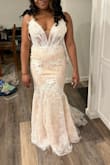 I had a "try-on" night with friends to decide on a wedding dress and this is the garment that won! It's a perfect mix of elegant and sexy. I'm normally between an M and L, and chose the 8 since the 10s were out of stock, and it was the right fit (luckily)! Easy to walk around in as well. You will look like a mermaid princess lol. - Traci T.