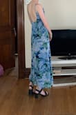 This dress is super comfortable, and modest in the front while being a little exciting with a low back. I'm not a fan of the cowl neck on my body, but that's not the dress's fault. The colors and fabric are lovely. Adjustable straps are a plus! It fit a little loose on me but not noticeably so and that's what made it so comfortable to wear. The only thing I'm not sold on is the cowl neck, it has so much material, and I have no chest to push it out so it drapes a little funny. - Madelyn N.