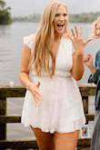 I purchased this romper for a photoshoot that my boyfriend turned into my proposal! I chose this romper due to it being flowy and delicate and I'm so glad I did! It photographed so well and made me feel so confident! The only downfall I experienced in this romper was the lack of a tie at the back of my neck. The straps/sleeves had a tendency to fall down my shoulder leading me to secure the two straps together with the extra strings used to hand the romper on a hanger. Using these strings for this purpose resolved my issue though and I ended up feeling super comfortable the whole night! - London F.