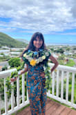 I wore this during my son's graduation. It matches the school's color which makes it perfect.
Love the material. Cool for the Honolulu weather. The style and design are not too formal but decent for the occasion. It is a little bit loose which is good. I have room to move around and not feel tight or fitted and uncomfortable.
I would buy it in different colors if they have. - Janice S.