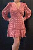 This is just as cute in person as the original listing. Because the fabric has no stretch, I went for the bigger size (I'm right between sizes most of the time). So glad I did! It is a little loose, but the waist would have been uncomfortable otherwise. - Kathy F.