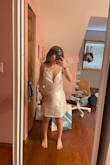 Reviews said that it runs small so I WAS CONFIDENT in ordering a S. Pretty sure if I ordered a XS it would've fit. The bust was way too big for me, prob because I have small boobs. The picture is the dress right out of the packaging, so all I would need to do is steam/iron it. AGAIN if I ordered XS the waist would've fit. - Mad O.