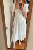 I love the way this fits! Very comfortable, flattering, and better quality material than I was expecting. I love this puffy-sleeve trend and this is it.
Got it as an option for my brewery engagement party because it's cute but not too fancy. I went with another dress but I'm going to keep this one for any other events that come up because it's just so comfy and cute. - Hillary B.