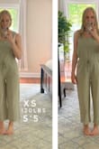 I've had my eyes on these bibs for months. I purchased many dresses from LuLus, always bought xs. It's been a while (had 2 pregnancies) and so I used the size guide to help me determine if I should size up.
The size guide told me small, so that's what I ordered. I should have stuck with what I know, xs is the right size for me at this store. I ended up ordering the smaller size & was able to take some side-by-side photos for you people. 
The photo of the xs bibs isn't the most flattering, but I really do like them, I'm keeping the smaller size.
When in doubt, size down. (Or stick with old reliable) - Lindsay H.