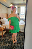 I bought this dress to wear to the Preakness and it was absolutely perfect.  I carry alot of my weight in my stomach area and am really self conscious of my stomach. This dress made me feel so confident and I got many compliments throughout the day. I also ordered it in pink because of how much I love it! - Julie S.