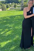 I wore this to a black-tie wedding and absolutely loved it. With the one strap over my neck, I didn't have to worry about it falling down and constantly lifting it like I would if I wore a strapless. It's snug all over but not restricting because of the sexy slit up the leg! Will definitely be wearing it again because of its universality. - Adeline R.