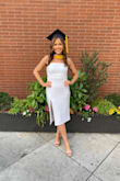 I wore this dress for my grad school graduation and I truly could not have been more in love with it! It fit perfectly and I received so many compliments! I wore nude shape wear underneath and did not have any problems with it being see-through! I will say, be careful of how high your shape wear goes if you decide to wear any because it will be shown through the side mesh if it goes too high! But all in all, 100/10 purchase! - Claudia C.