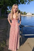 My daughter wore this dress to her prom. It was stunning, moved beautifully. She had so many compliments! Absolutely stunning! Only negative was the zipper would get stuck and was a bit difficult. - Stephanie C.