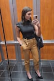 Wore this bodysuit to work. Love how comfortable the material is and the bodysuit fits my torso well at 5'8". Nothing fancy, but a good black basic. - Kelsey L.