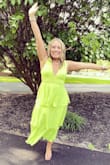When I saw this dress online I knew it was "the one" I needed for a gala/fundraiser event. I saw previous reviews it ran small and ordered a size larger than normal. I received compliments on it all night and I felt great in it! - Katie B.