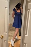 Although it may look a bit short in these pictures, it doesn't feel or look too short in person. Very cute. Wore to Mother's Day brunch and on a vacation in Paris. Planning to wear it for a bachelorette coming up too! Fits very well and the cut is very comfortable, especially if it is hot. The material does wrinkle when sitting a little, but with a good fold and hanging upon arrival, it traveled on a European vacation well. I would recommend. - Emma S.