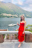 This dress was perfect for my brother's wedding welcome dinner in Lake Como, Italy! I'm normally a xs or s and got the xs.  It fits like a glove! I love how it is fitted up top and how it flows on the bottom.  I absolutely love it! - Dianna M.