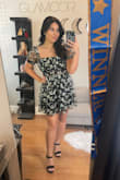 Wore this to my best friend's bridal shower and I felt like a beautiful dark garden fairy in this dress. I loved it so much and got so many compliments. It is a little short so I wore black bootie shorts underneath in case I had a Marilyn Monroe moment and the sleeves were a littleeee tight. I couldn't lift my arms all the way up because of the way the seam is but it didn't bother me too much. Will definitely wear again and would recommend! - Maria D.
