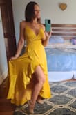 I absolutely loved this dress!!! The fit was wonderful and so easy to adjust on the back. The color was like a golden sun. The material was extra wrinkly but great quality and super comfortable. The only problem was that it was almost 2 weeks late getting here so I didn't get to wear it to my event. I was pretty bummed and had to send it back for a refund :( - Jennifer B.