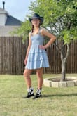 Got this for my daughter's 6th grade spring 'cowboy' themed dance. She loves it and she never wears dresses!  (Dad's hoodie and leggings with crocs kinda girl). She wore again for our Mother's Day lunch. Washes well but definitely requires steaming.  She's 12yo, 5'5 about 110# and small fit perfectly. - Brandi B.