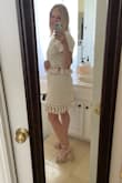 This tassel skirt and separate top are so unique. I wore the top over a strapless dress and tried on the skirt and top together but returned the skirt because of the fitting, but got another one. The skirt is a little snug but it works. - Sydney W.