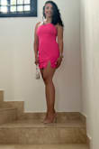 I loooooove this color, it has all the Barbie pink vibes!  I wore it for my birthday dinner, It is the perfect length. - Charlene A.