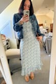 Was surprised how great and comfortably this dress fit so I had to keep it! Great material, great fit. Nice & bright as a spring dress for a bridal shower! - Amy O.