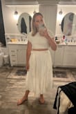 I love the fullness of the skirt. It's a little short as I am pretty tall. But it's cute. The top was a little smaller than I would have liked. But I paired the skirt with a tank and the top with jeans and was able to use both pieces. As a set though, I would have sized up! - Jennifer T.