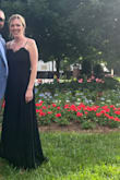 Love the dress! Fit so nice not tight, i had a little room to move and dance! Nice length i wore small heels!! Got a size small& i have meat on the hips and a little belly, just had a baby 2 years ago! It fit perfect - Michelle E.