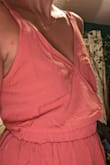 Hang is awkward off of a smaller chest, especially without a bra which you would definitely see with the low back. - Hanifa A.