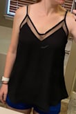 I loved the angularity of the neck line, but the top mesh didn't come with that same point. It was more of a lazy curve and didn't sit flat. Bummed, but I returned it. - Rebecca M.
