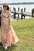 Gorgeous dress! I wore this to a wedding and got so many compliments. I'm on the shorter side so it was a bit long, but I didn't need to get alterations since I paired it with a high heeled shoe. I'm 15 weeks pregnant and it was perfect for my body shape. Flowy, comfy, and classy. - Chloe K.