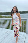 Bought this dress for my bridal shower and it was absolutely beautiful. Received so many compliments on the dress. Very well made, some florals were 3D, and everything was very well attached. I have never had a piece of clothing fit me better and [it was] comfortable! Do not think twice about this! - Katharyn M.