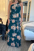 I wore this dress to a June wedding in Maine. The day of the wedding was rainy and cold as can be weather in New England. It's two layers of material so kept me warm from waist down. Got lots of compliments. Love love love the neckline! 

I am 5'9.5" and I wore a small 1-inch heel. The length was perfect. If you are shorter definitely would need to shorten the length.

Highly recommend! - Karen K.