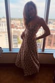 This dress is SO cute!! I was worried about how the top would work given my smaller chest but it was perfect!!! Didn't open up at all - stayed in place. You may need a little help lacing up the back to get it just right. Length was perfect. I wore it with a pair of off white ankle fringe boots. Would definitely recommend this dress! - Kathy R.