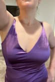 Love it! Love the quality, the material, the fit, the color. The zipper glides like butter I was able to pull it up myself. Not wearing a bra or shape wear but I'm still happy with how it looks! - Lisa F.