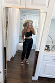There's nothing I don't love about this two piece set! I am very short (5'1"), so I typically shy away from buying pants online - but these are perfect! While I normally buy my clothes in size small, I listened to reviews about sizing down, and it fits perfect. Adjustable, adaptable, adorable. - Maya D.