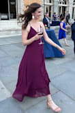 I loved the color of this dress but the lack of pattern had me feeling like a bridesmaid. I'm usually a medium in most other stores but am so glad I got a Small. I was planning not to wear a bra but ended up wearing a strapless which was awkward with the low back. The thin straps of the dress we're very uncomfortable. - Anastasia S.