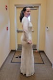 This was the 4th Lulus dress I tried on and it is the one! I cannot wait to wear it on my wedding day. Fit like a glove out of the box; I won't have to do any tailoring. The low back is stunning, the neckline is so feminine and perfect. The sleeves are sheer enough to not be super hot but provide enough coverage that I won't feel self-conscious about my arms. I am truly 5'10" and the hem falls at the top of my feet. Waiting on my shapewear to smooth things out, and I'll use some stickies for a little lift. - Rachael M.